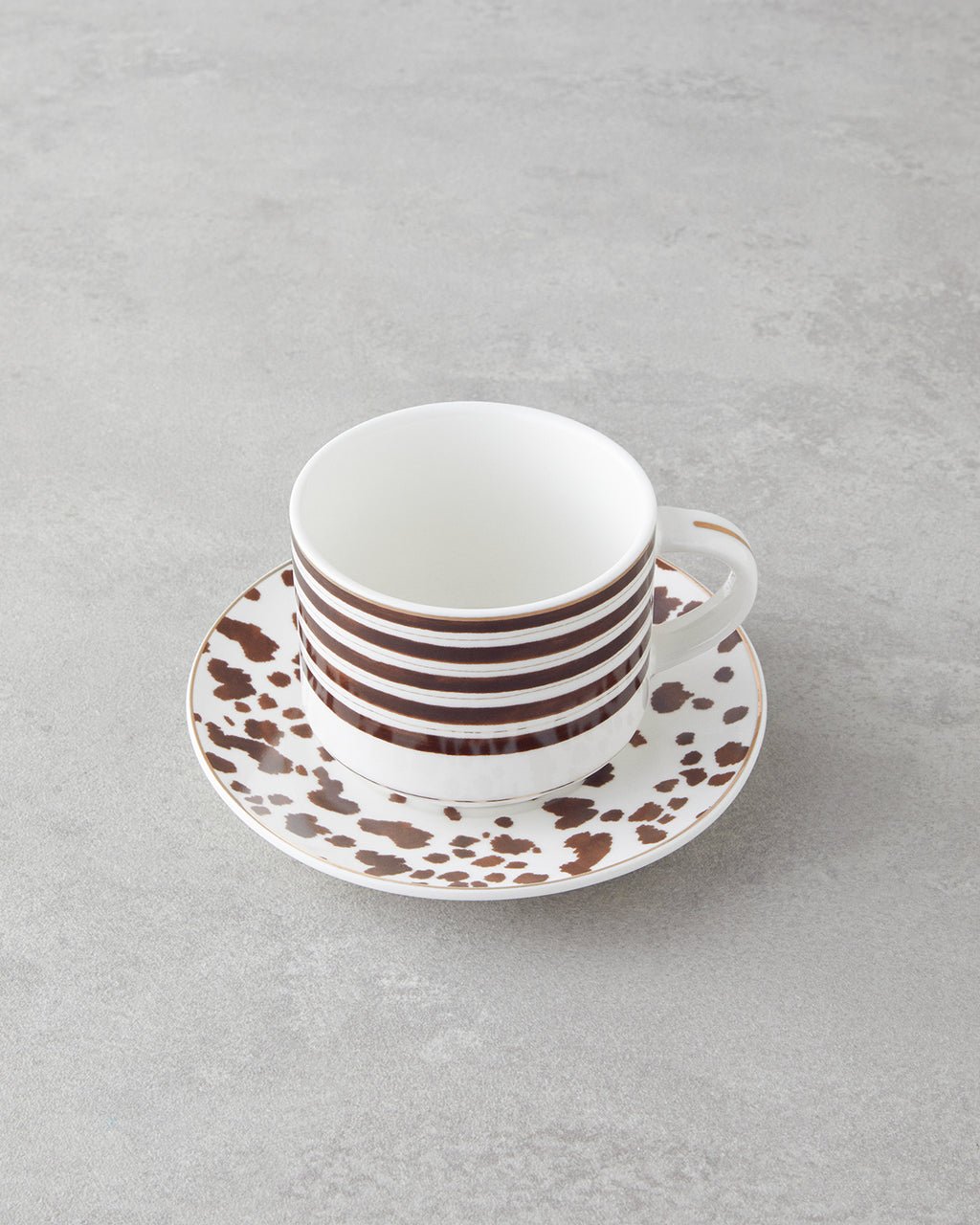 New Bone China 4 Pieces 2 Servings Tea Cup Set 230 ml Brown (view 3)