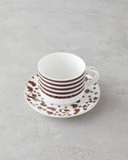 New Bone China 4 Pieces 2 Servings Tea Cup Set 230 ml Brown (view 3)