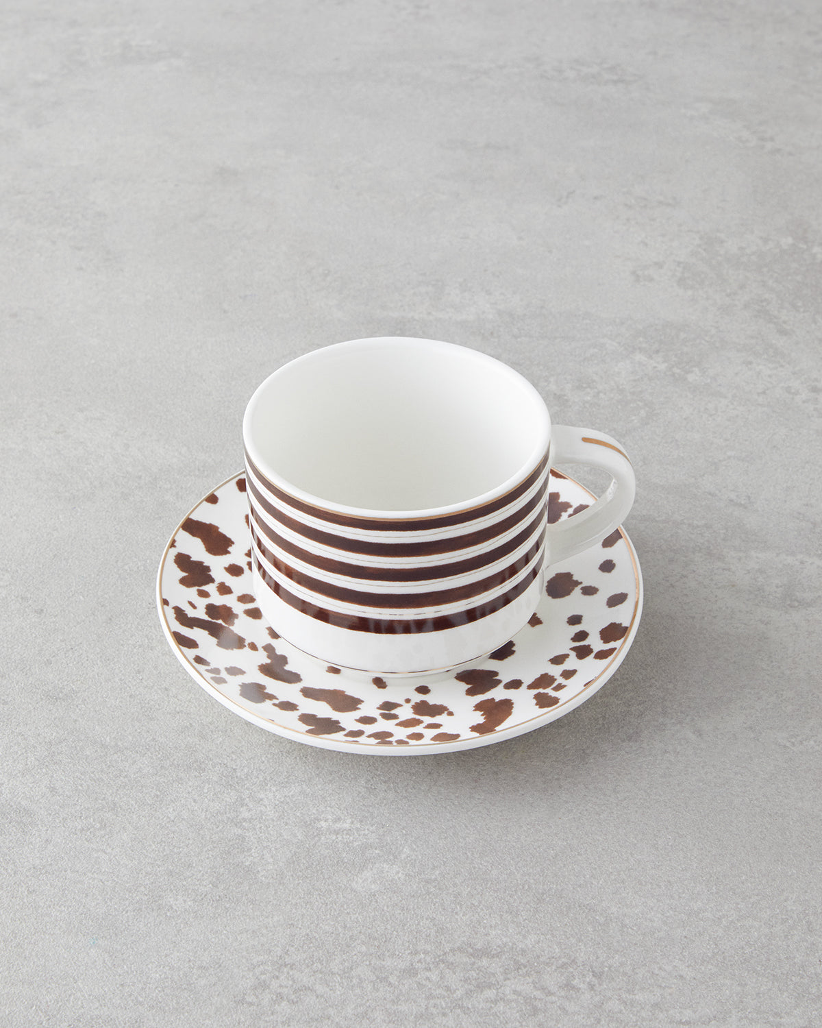 New Bone China 4 Pieces 2 Servings Tea Cup Set 230 ml Brown (view 3)