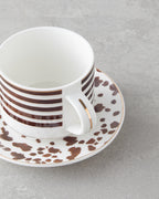 New Bone China 4 Pieces 2 Servings Tea Cup Set 230 ml Brown (view 4)