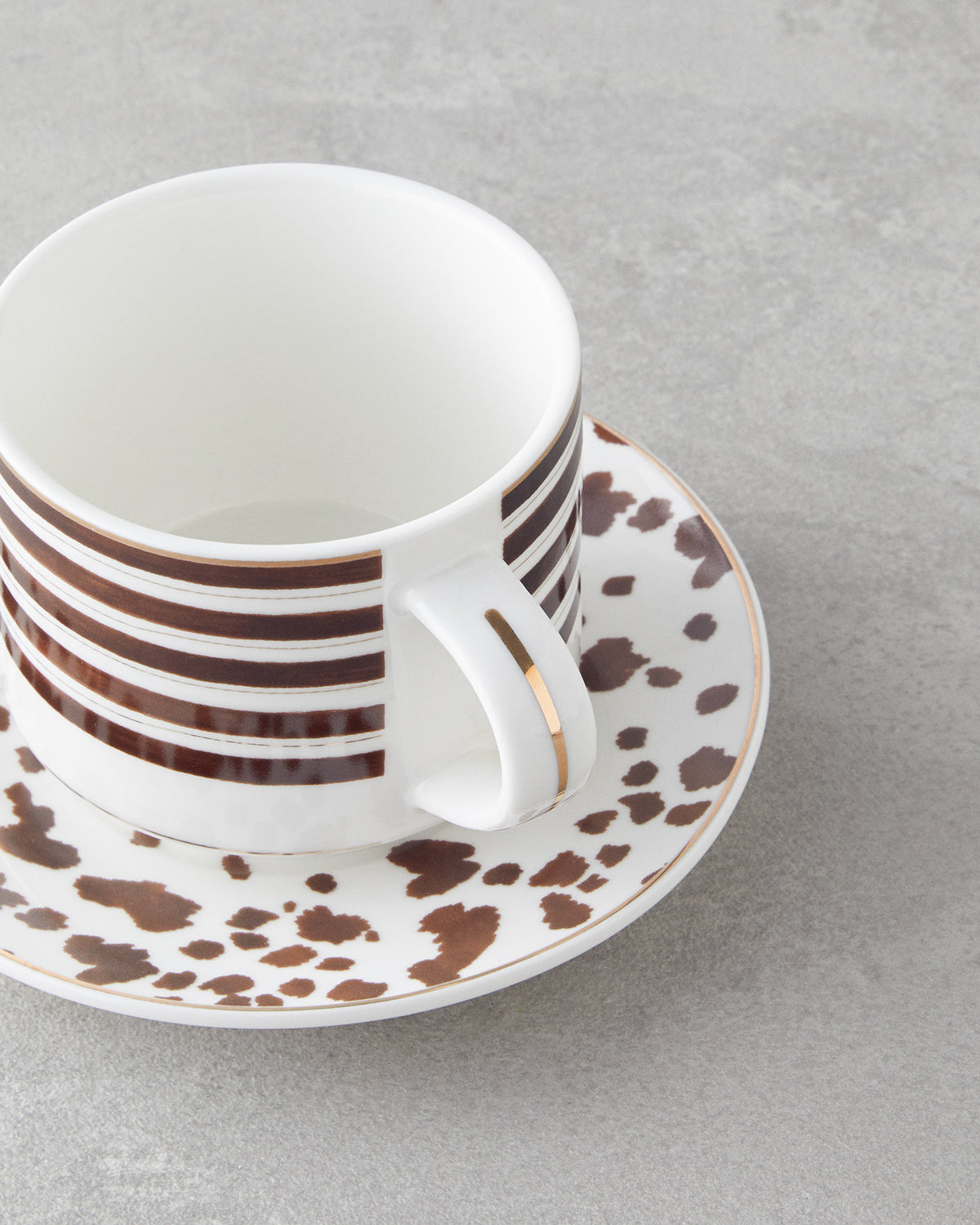 New Bone China 4 Pieces 2 Servings Tea Cup Set 230 ml Brown (view 4)