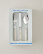 Pure Stainless Steel Cutlery Set 18 Pieces, 6 Servings Cream