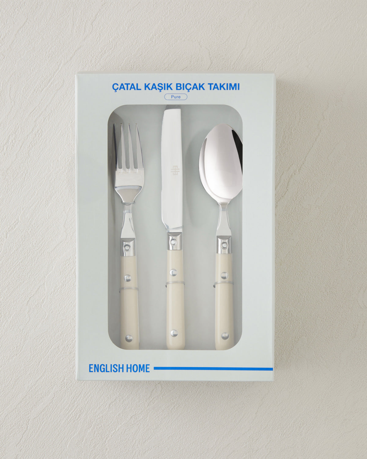 Pure Stainless Steel Cutlery Set 18 Pieces, 6 Servings Cream