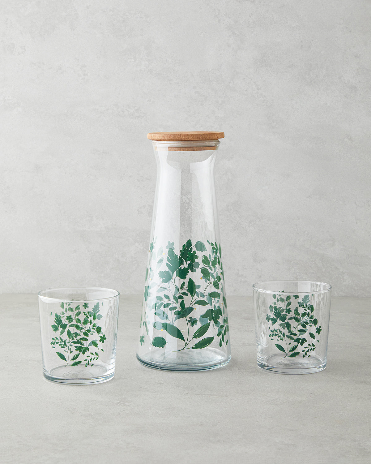 Leafscape Glass 3 Pieces Water Set 1150 ml + 380 ml Green