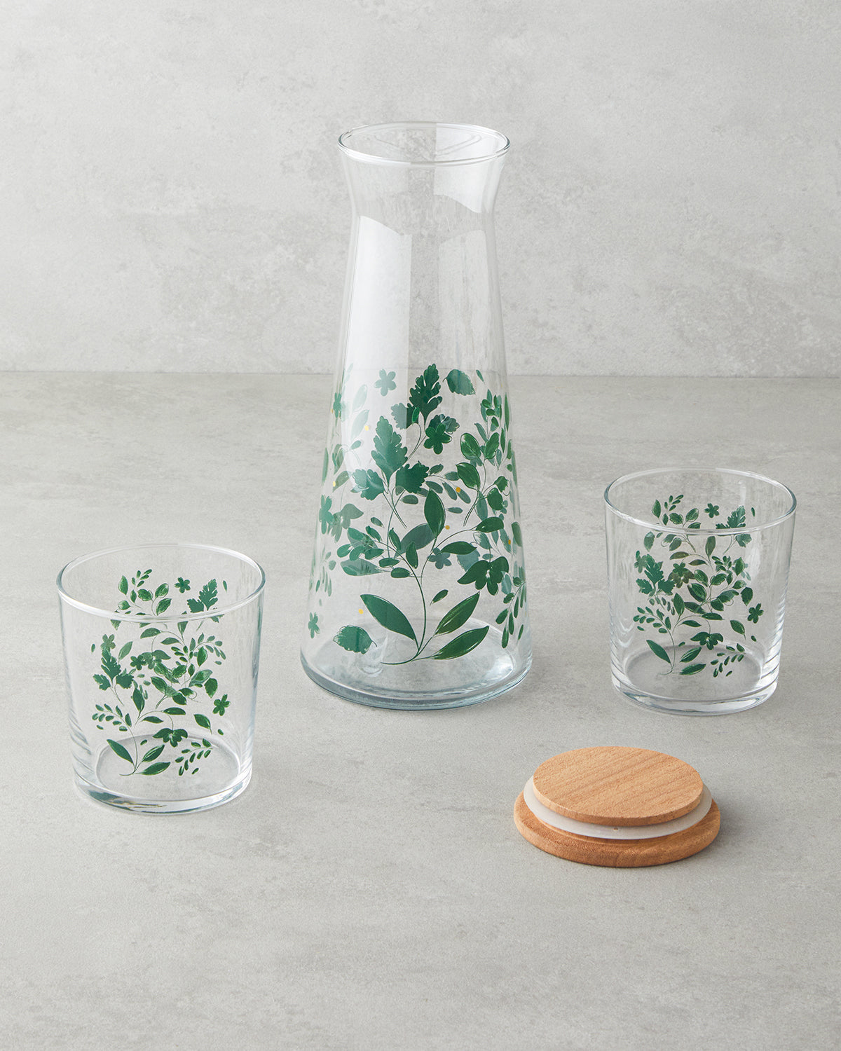 Leafscape Glass 3 Pieces Water Set 1150 ml + 380 ml Green (view 2)