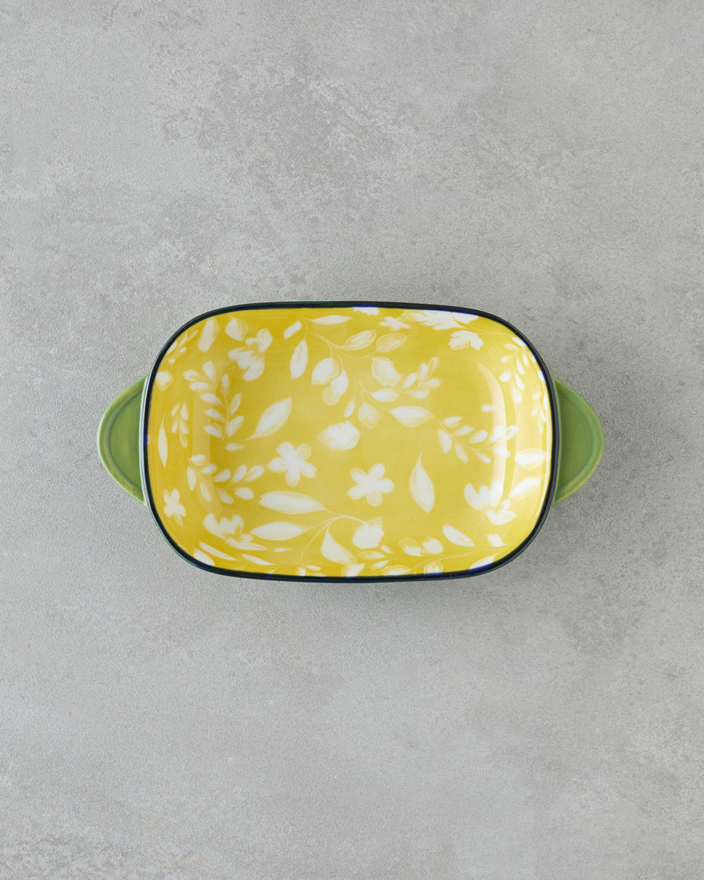 Porcelain Rectangular Plate - Yellow - Green, Navy Blue - Green & more - Navy Blue - Green - 22x12 cm (view 2)