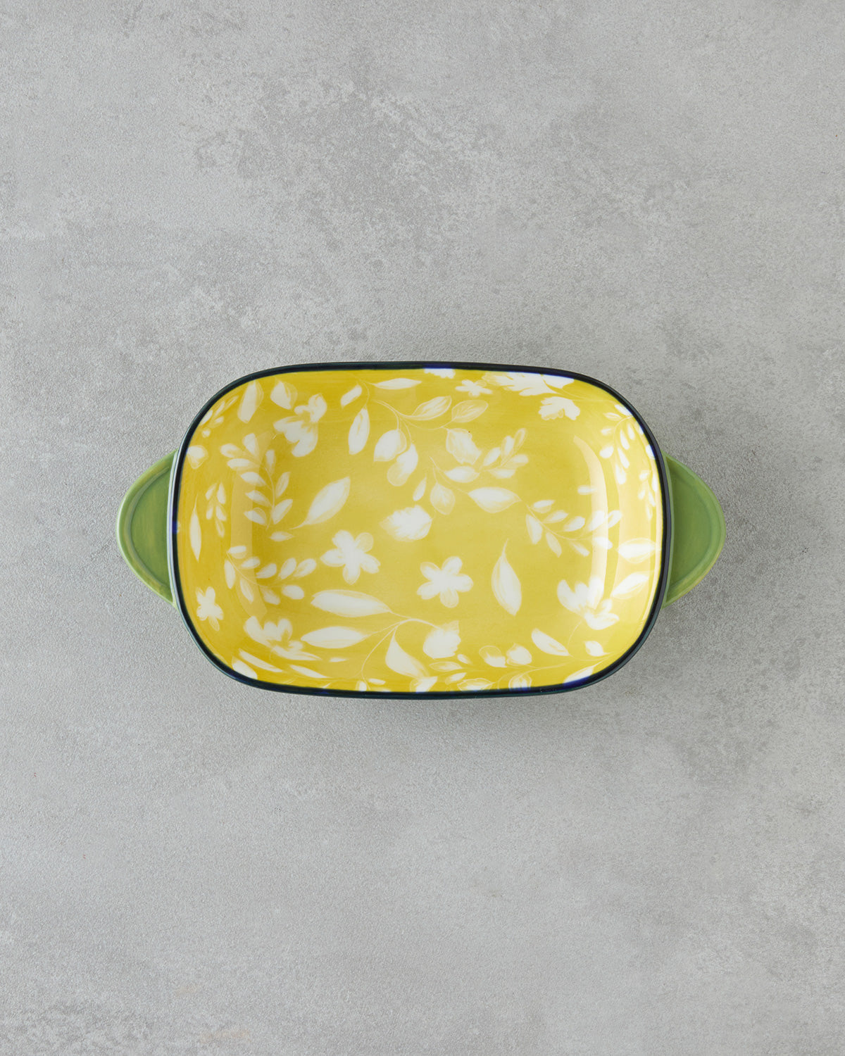 Porcelain Rectangular Plate - Yellow - Green, Navy Blue - Green & more - Navy Blue - Green - 22x12 cm (view 2)