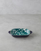 Porcelain Rectangular Plate - Yellow - Green, Navy Blue - Green & more - White - Green - 17x10 cm (view 4)