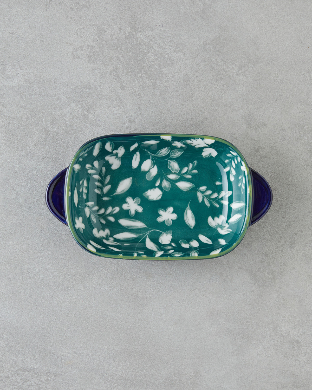 Porcelain Rectangular Plate - Yellow - Green, Navy Blue - Green & more - Navy Blue - Green - 18x14 cm (view 5)