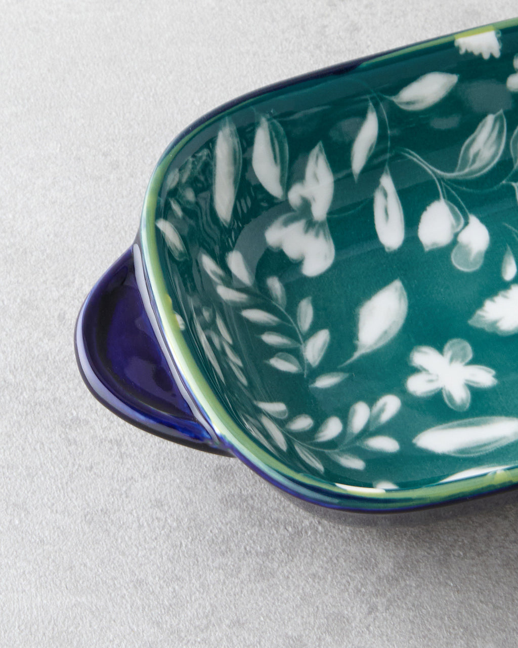 Porcelain Rectangular Plate - Yellow - Green, Navy Blue - Green & more - Green - 18x14 cm (view 6)