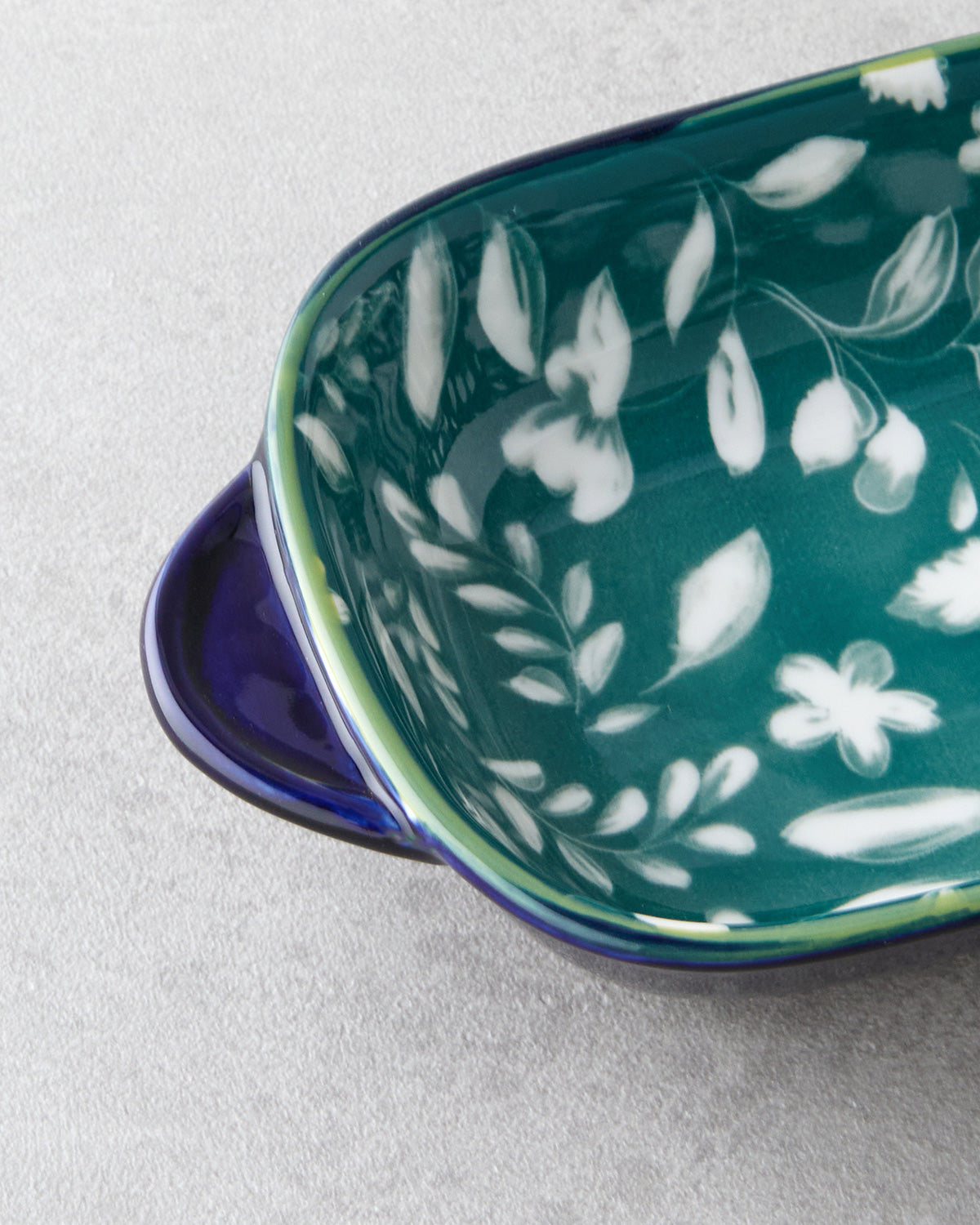Porcelain Rectangular Plate - Yellow - Green, Navy Blue - Green & more - Green - 18x14 cm (view 6)