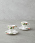 Garden Dream New Bone China 4 Pieces 2 Servings Coffee Cup Set 90 ml Green-White