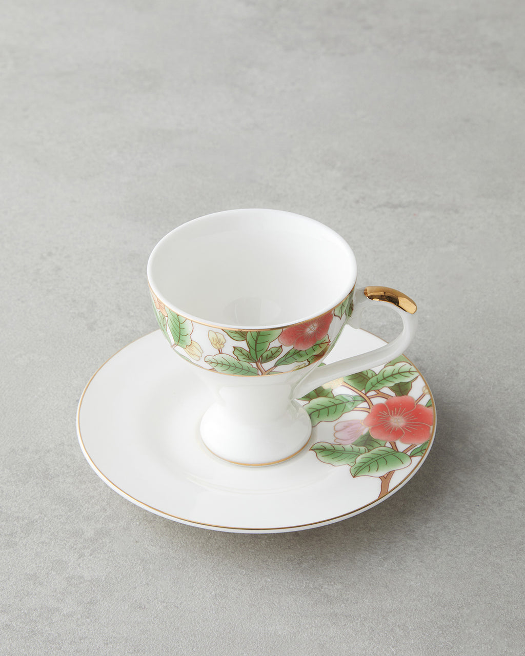 Garden Dream New Bone China 4 Pieces 2 Servings Coffee Cup Set 90 ml Green-White (view 3)