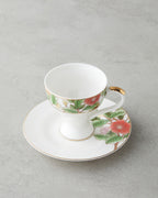 Garden Dream New Bone China 4 Pieces 2 Servings Coffee Cup Set 90 ml Green-White (view 3)