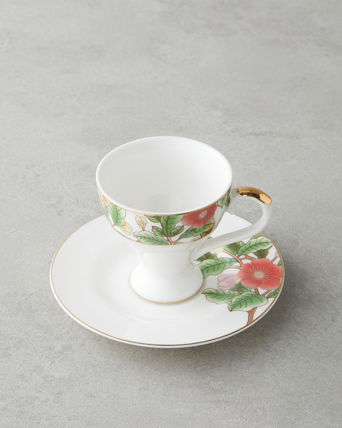 Garden Dream New Bone China 4 Pieces 2 Servings Coffee Cup Set 90 ml Green-White (view 3)