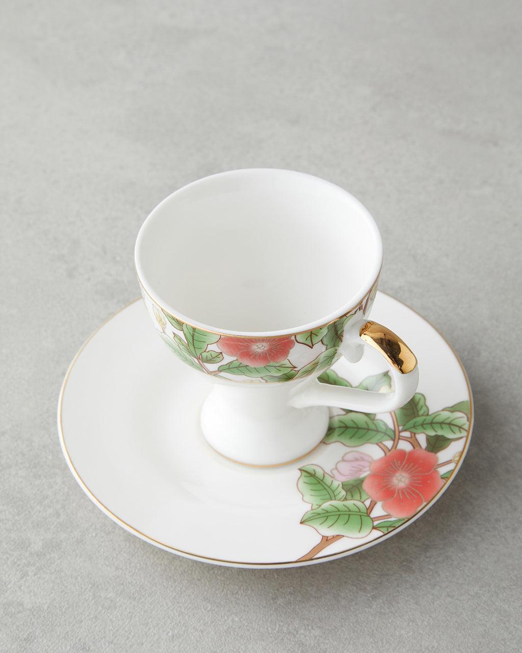 Garden Dream New Bone China 4 Pieces 2 Servings Coffee Cup Set 90 ml Green-White (view 4)