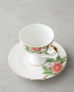 Garden Dream New Bone China 4 Pieces 2 Servings Coffee Cup Set 90 ml Green-White (view 4)