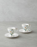 Garden Lovely New Bone China 4 Pieces 2 Servings Coffee Cup Set 90 ml Green-White