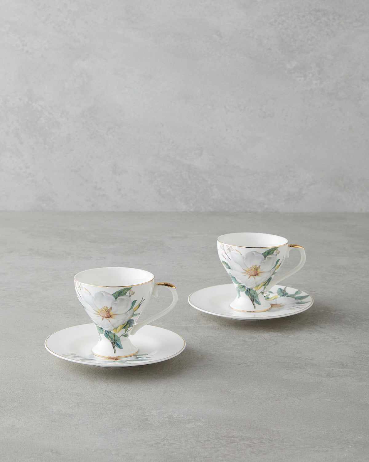 Garden Lovely New Bone China 4 Pieces 2 Servings Coffee Cup Set 90 ml Green-White