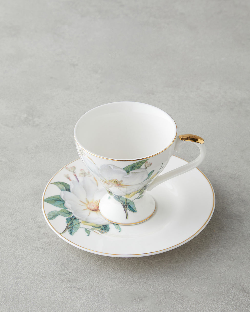 Garden Lovely New Bone China 4 Pieces 2 Servings Coffee Cup Set 90 ml Green-White (view 3)