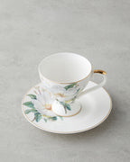 Garden Lovely New Bone China 4 Pieces 2 Servings Coffee Cup Set 90 ml Green-White (view 3)