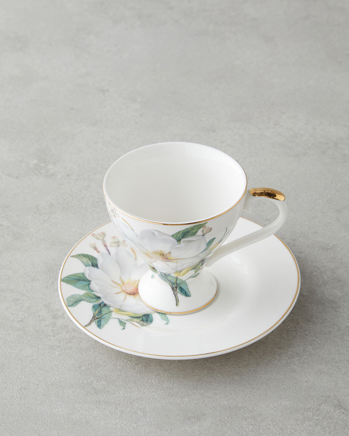 Garden Lovely New Bone China 4 Pieces 2 Servings Coffee Cup Set 90 ml Green-White (view 3)