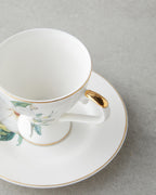 Garden Lovely New Bone China 4 Pieces 2 Servings Coffee Cup Set 90 ml Green-White (view 4)