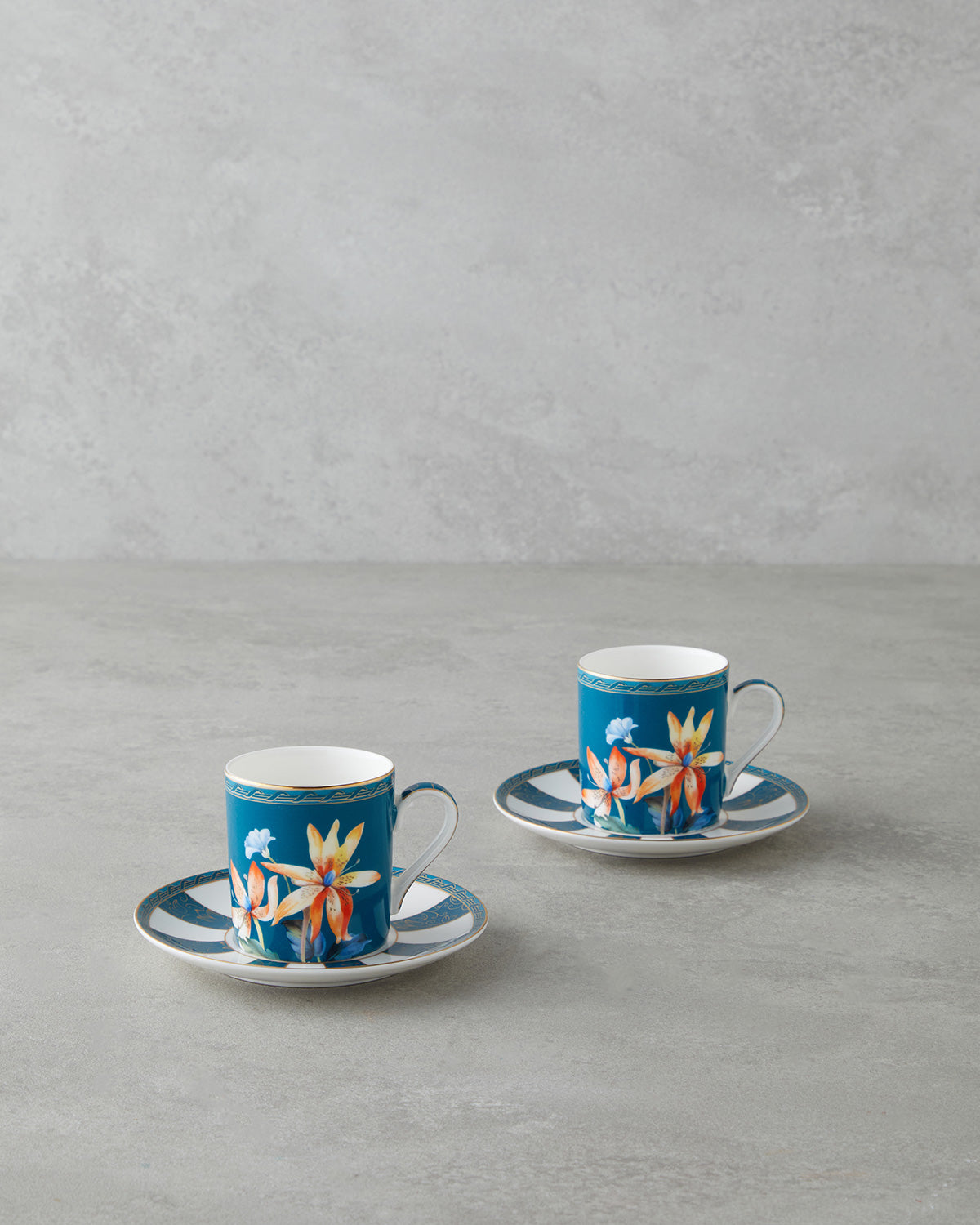 Emberlyn New Bone China 4 Pieces 2 Servings Coffee Cup Set 90 ml - Blue