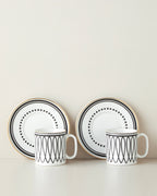 Bone Porcelain 4 Pieces 2 Servings Tea Cup Set 150 ml Black - White - Gold (view 2)
