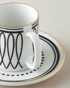 Bone Porcelain 4 Pieces 2 Servings Tea Cup Set 150 ml Black - White - Gold (view 4)
