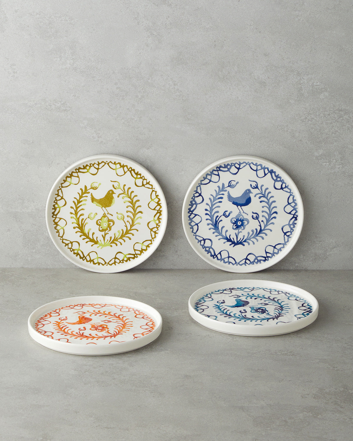 Birdie Ceramic 4 pcs Cake Set 20 cm Colored