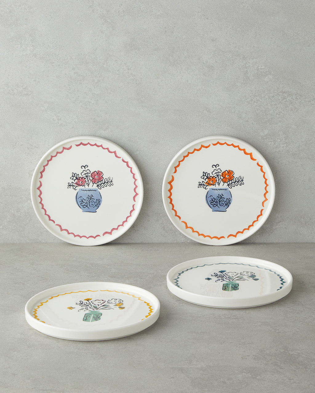 Floe Ceramic 4 pcs Cake Set 20 cm Colored