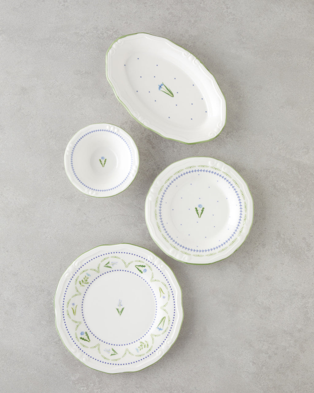 Lavender Porcelain Breakfast Set 12 Pieces, 6 Servings Green - Blue (view 3)