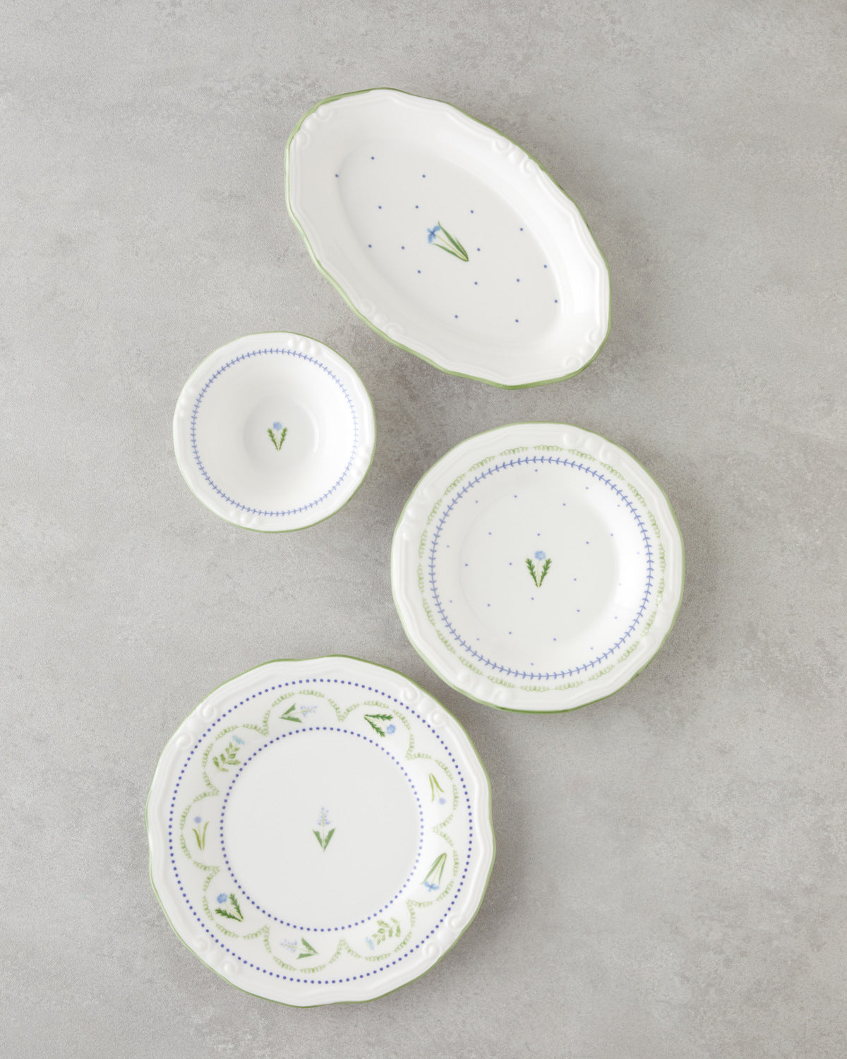 Lavender Porcelain Breakfast Set 12 Pieces, 6 Servings Green - Blue (view 3)