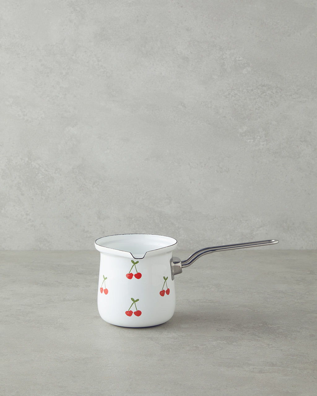Cherry Dream Enamel Coffee Pot 10 cm White