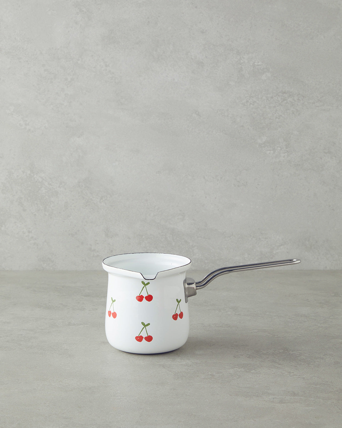 Cherry Dream Enamel Coffee Pot 10 cm White