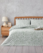 Leaf Dream Easy Iron Duvet Cover Set - Green - Single 160x220 cm