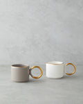 Ceramic 2 pcs Mug 184 ml Mink - White-Gold