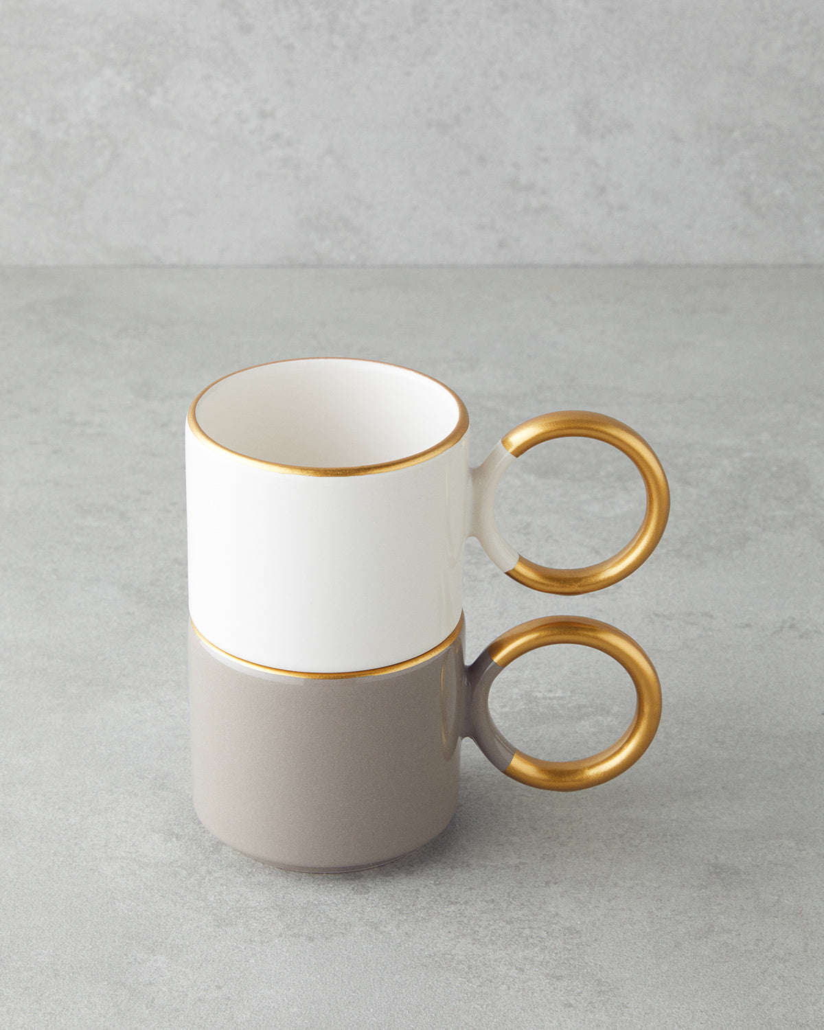 Ceramic 2 pcs Mug 184 ml Mink - White-Gold (view 2)