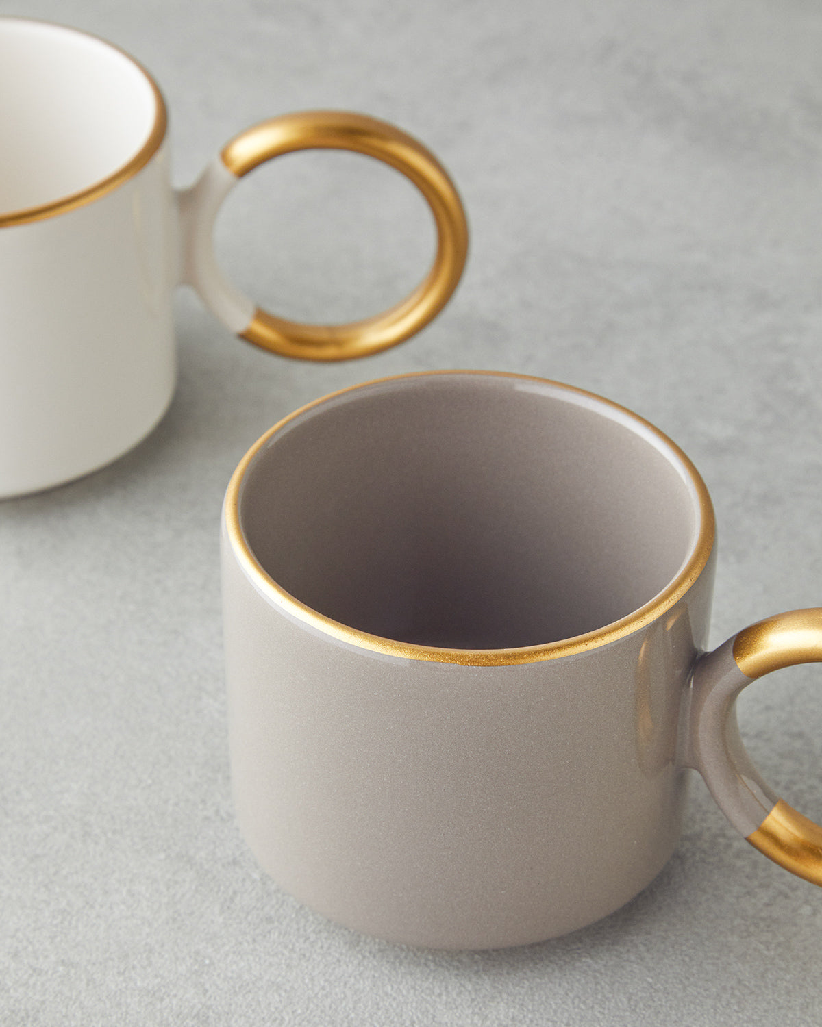 Ceramic 2 pcs Mug 184 ml Mink - White-Gold (view 3)