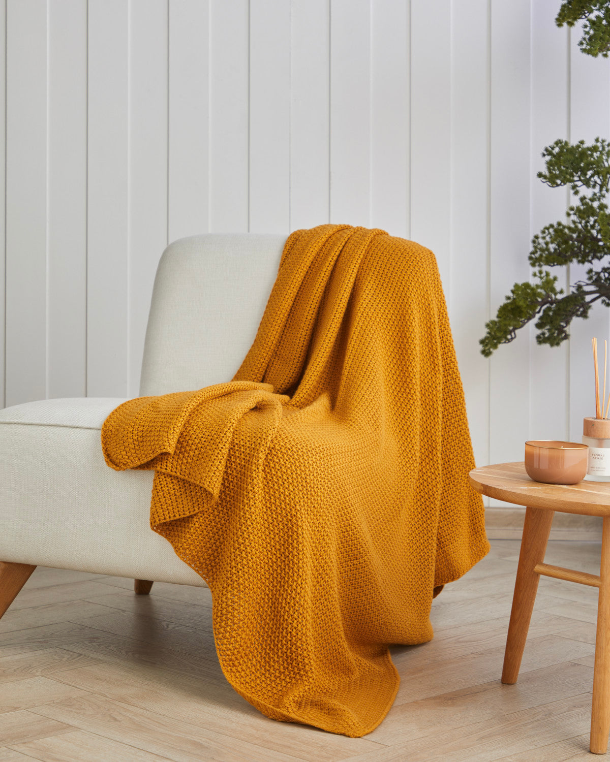 Celeste Sofa Throw 130x170 cm Mustard (view 2)