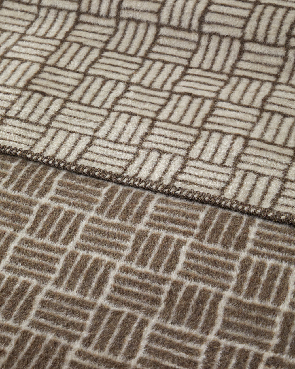 Woven Grid Cotton Acrylic Blanket Brown (view 3)
