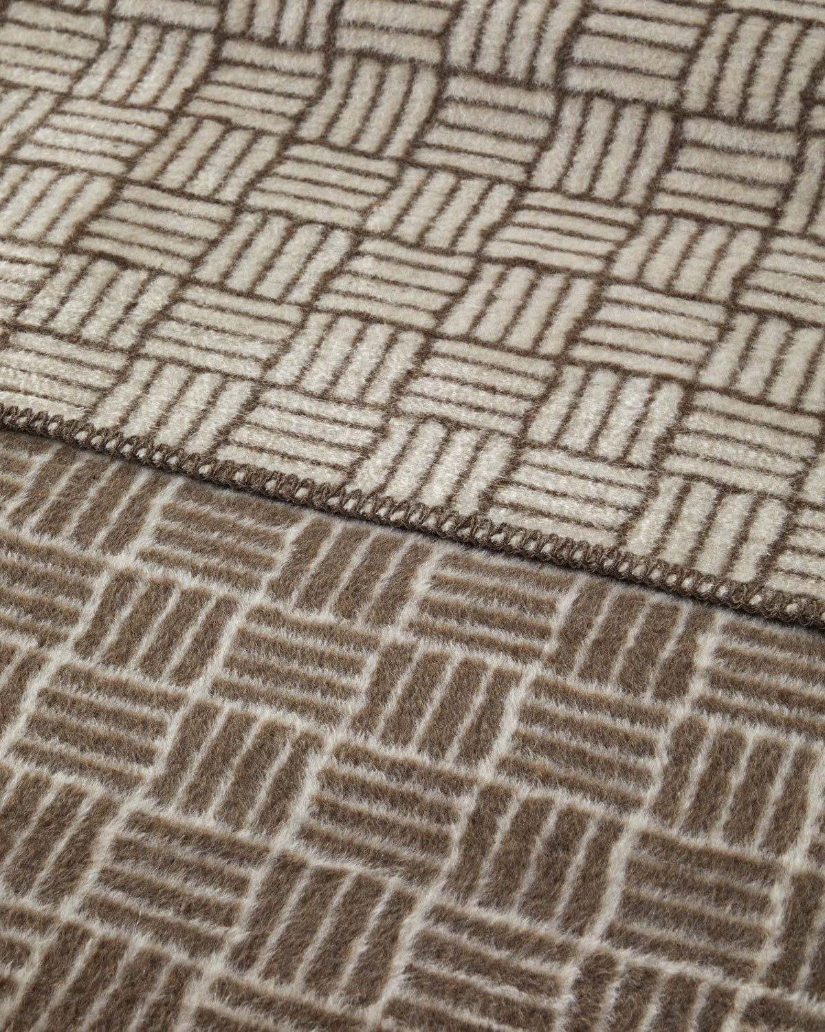 Woven Grid Cotton Acrylic Blanket Brown (view 3)