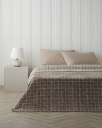 Woven Grid Cotton Acrylic Blanket Brown (view 4)