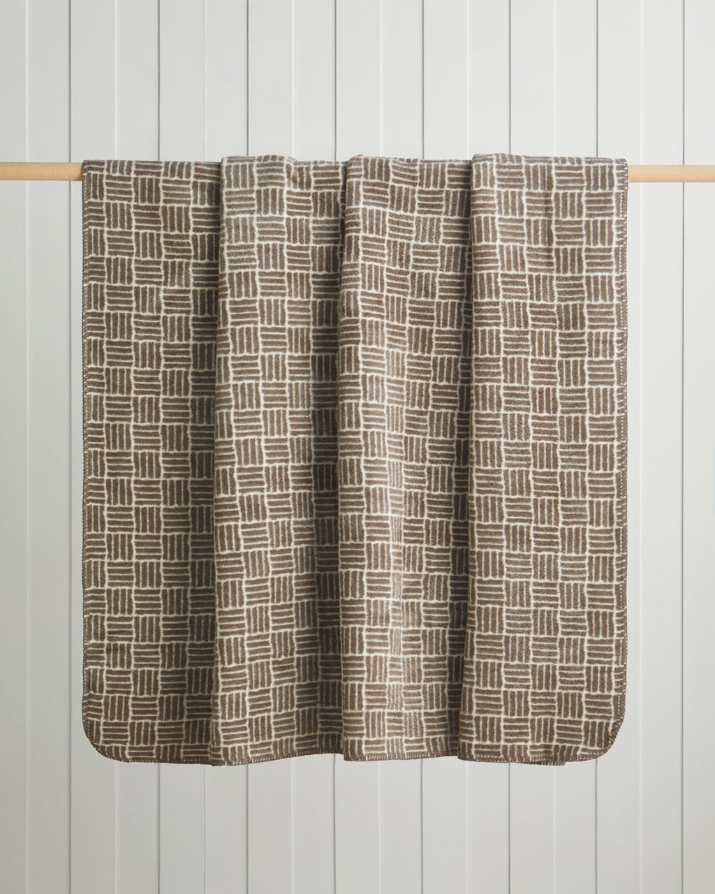 Woven Grid Cotton Acrylic Blanket Brown (view 5)
