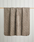 Woven Grid Cotton Acrylic Blanket Brown (view 5)