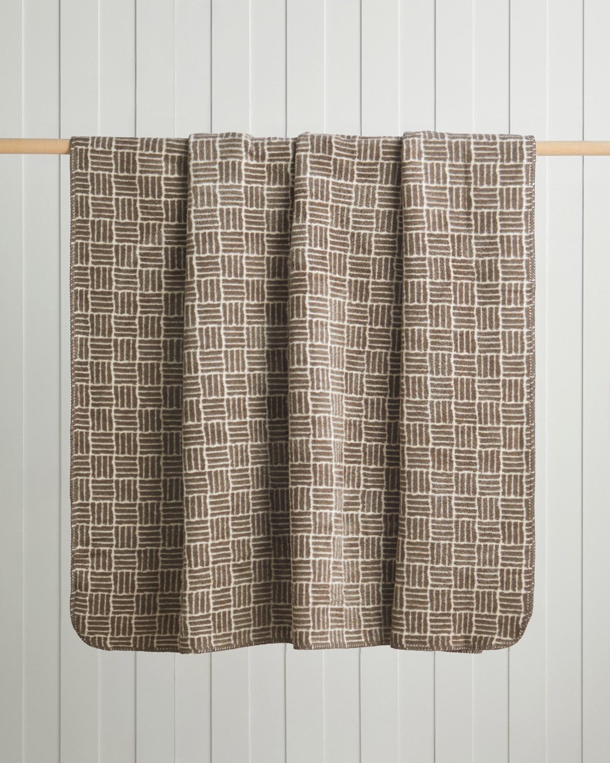 Woven Grid Cotton Acrylic Blanket Brown (view 5)