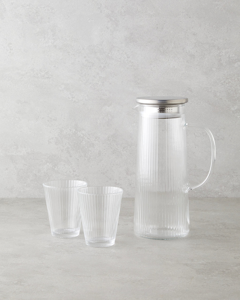 Ripple Glass 3 Pieces Water Set 1200 ml + 220 ml Transparent
