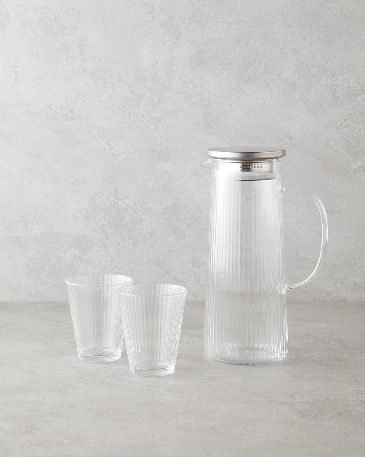 Ripple Glass 3 Pieces Water Set 1200 ml + 220 ml Transparent