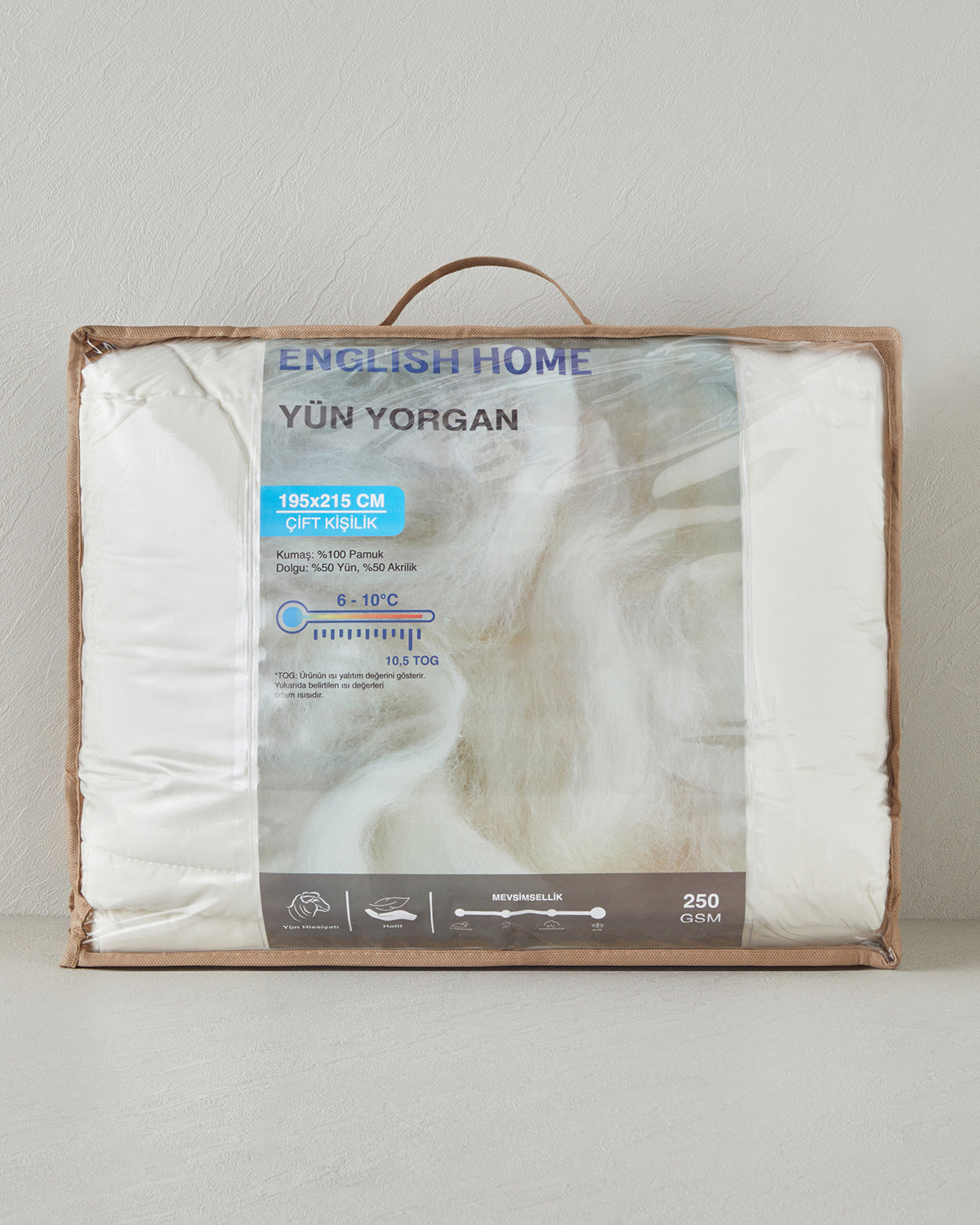 Wool Double Size Quilt 195x215 cm White (view 7)